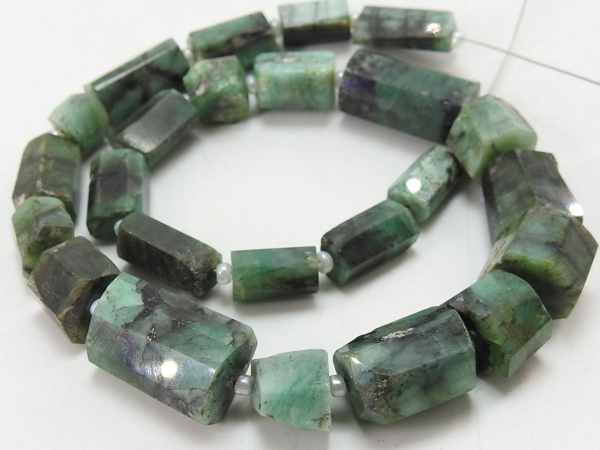 Natural Emerald Faceted Crystal Tumble Nuggets 12-8mm Loose Gemstone Beads 10 Inch Strand Luxury Precious Jewelry Making Supplies TU1