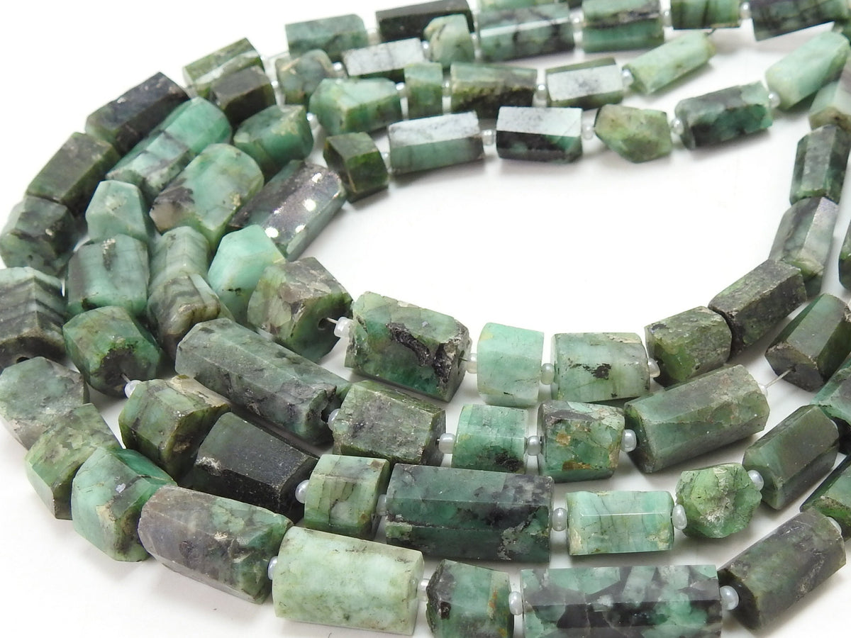 Natural Emerald Faceted Crystal Tumble Nuggets 12-8mm Loose Gemstone Beads 10 Inch Strand Luxury Precious Jewelry Making Supplies TU1