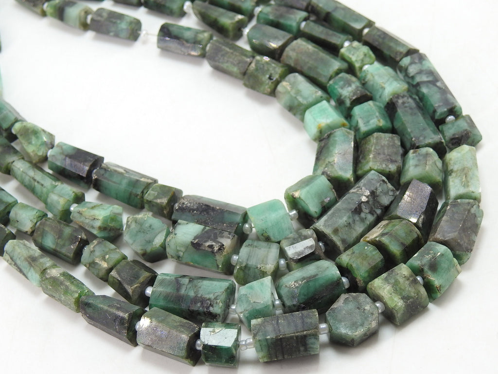 Natural Emerald Faceted Crystal Tumble Nuggets 12-8mm Loose Gemstone Beads 10 Inch Strand Luxury Precious Jewelry Making Supplies TU1