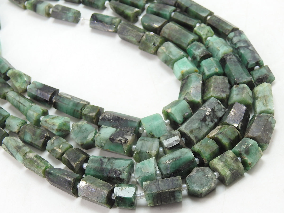 Natural Emerald Faceted Crystal Tumble Nuggets 12-8mm Loose Gemstone Beads 10 Inch Strand Luxury Precious Jewelry Making Supplies TU1