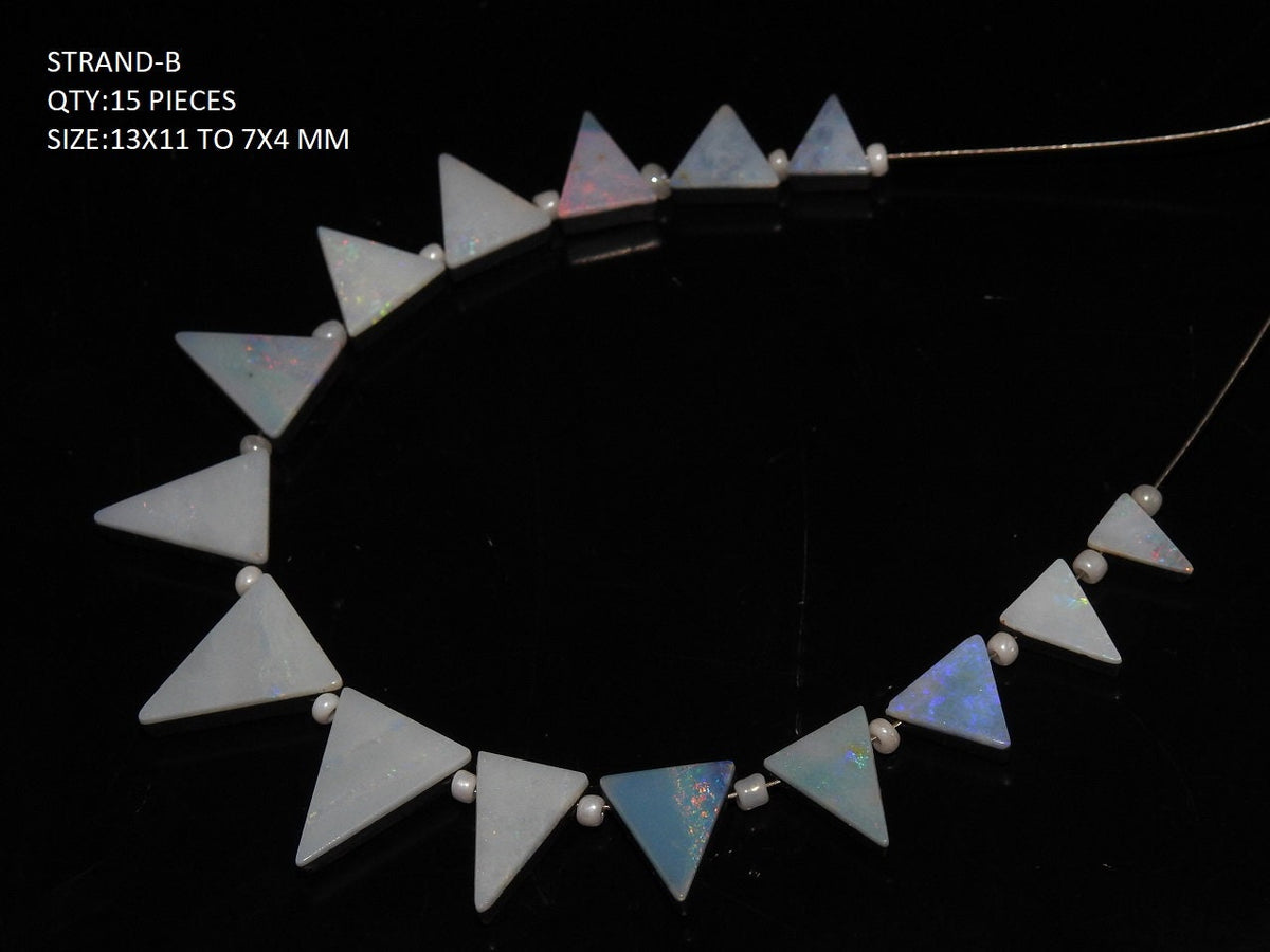Natural Australian Opal Doublet Multi Fire Smooth Fancy Triangle Shape Cabochon Briolette Loose Gemstone Jewelry Making Supply MS