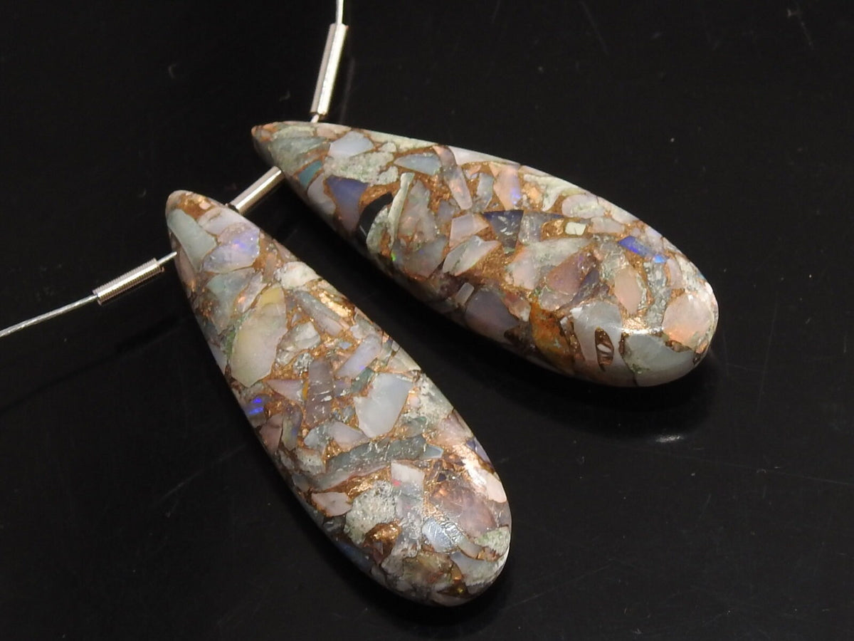 Copper Australian Opal Smooth Teardrop Beads 2Piece 30x10mm For Making Jewelry Wholesaler Supplies Natural Gemstone Pear Briolette Pendant