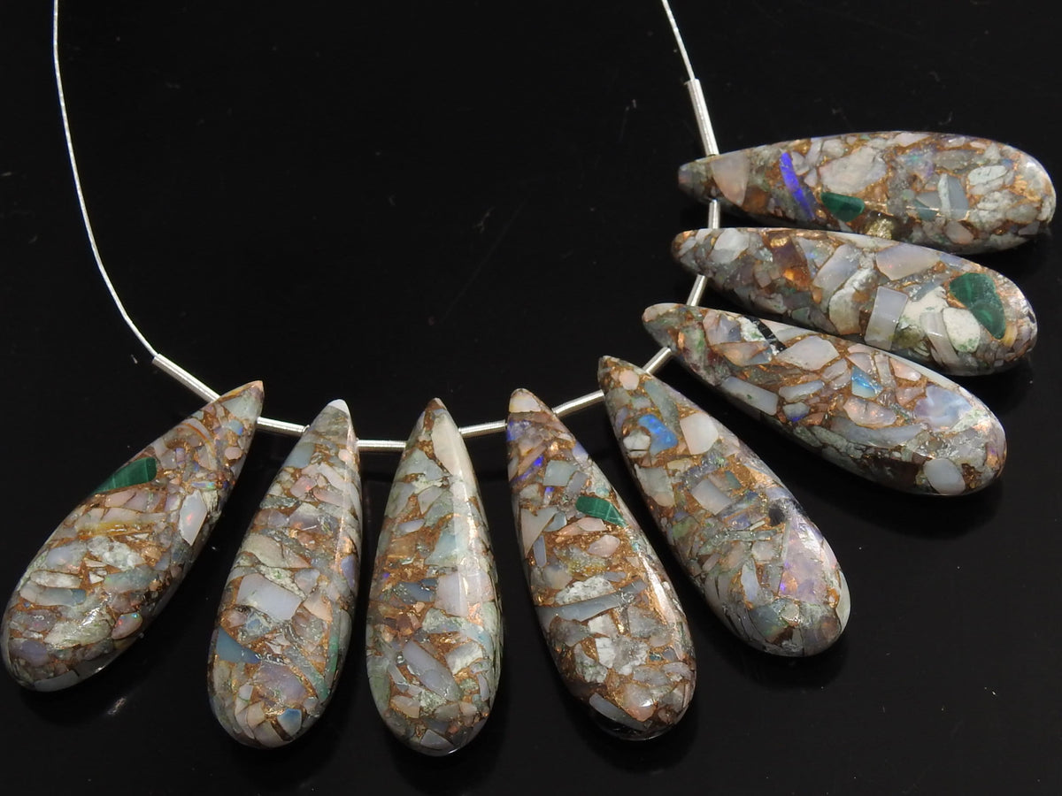 Copper Australian Opal Smooth Teardrop Beads 2Piece 30x10mm For Making Jewelry Wholesaler Supplies Natural Gemstone Pear Briolette Pendant
