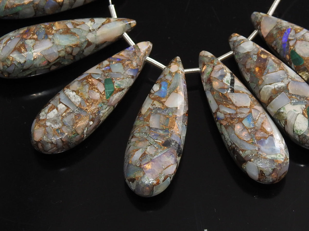 Copper Australian Opal Smooth Teardrop Beads 2Piece 30x10mm For Making Jewelry Wholesaler Supplies Natural Gemstone Pear Briolette Pendant