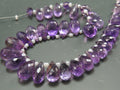 Natural Amethyst Faceted Drop Beads, 8 Inch Briolette Strand, 15x7 to 8x5mm Gemstone Beads for Jewelry Making