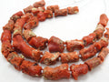 Natural Red Coral Tube Beads Polished Rough Gemstone Strand 8 Inch Small Coral Beads For Jewelry Making Supplies DIY Bracelet