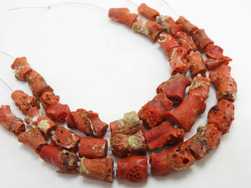 Natural Red Coral Tube Beads Polished Rough Gemstone Strand 8 Inch Small Coral Beads For Jewelry Making Supplies DIY Bracelet