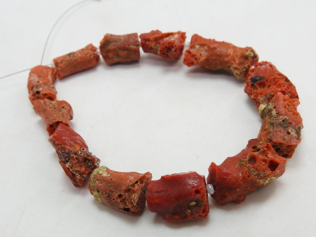 Natural Red Coral Tube Beads Polished Rough Gemstone Strand 8 Inch Small Coral Beads For Jewelry Making Supplies DIY Bracelet