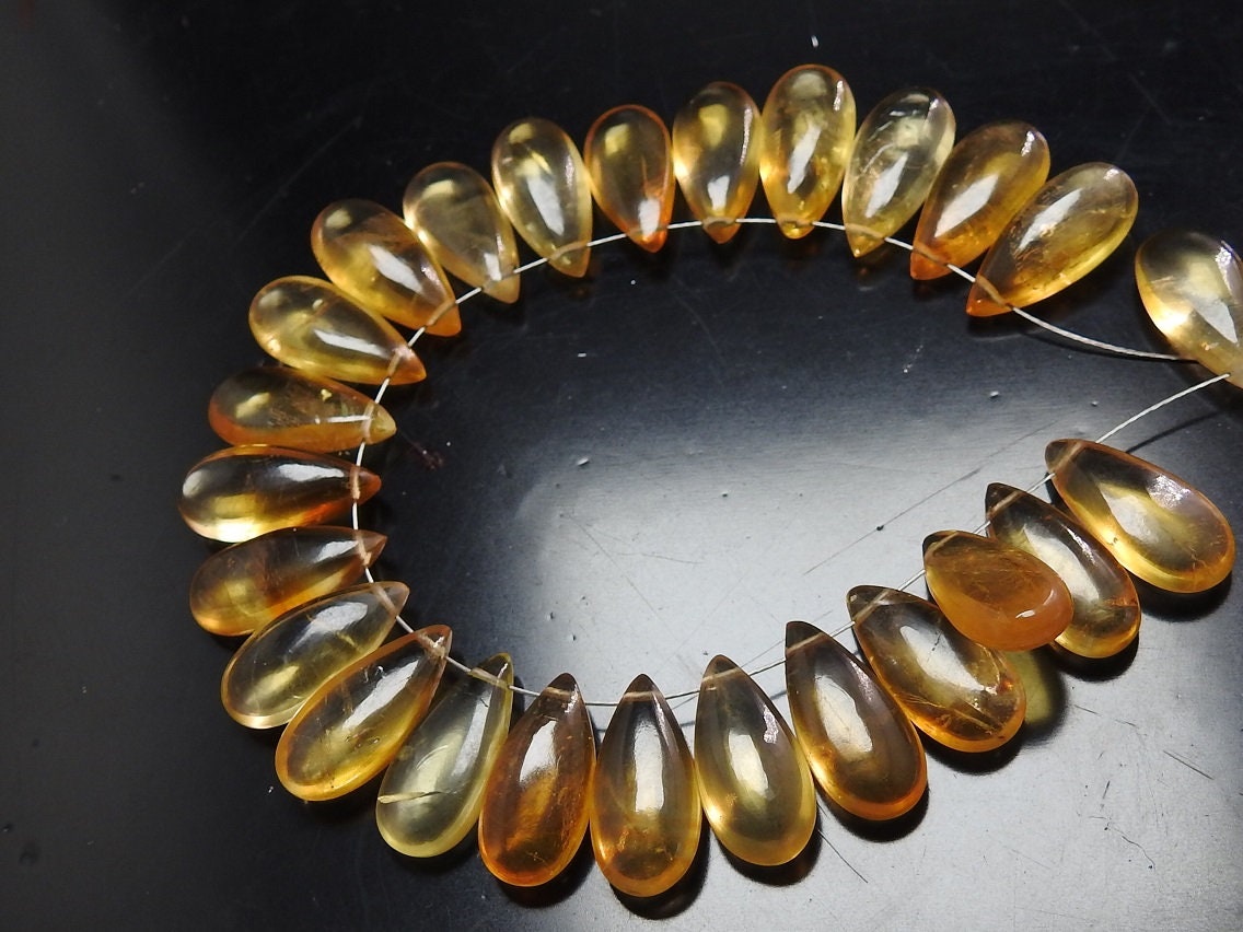 Natural Citrine Smooth Teardrop Beads 10 Piece 15x7mm Earring Pair Wholesale Gemstone Jewelry Making Supplies PME-CY3