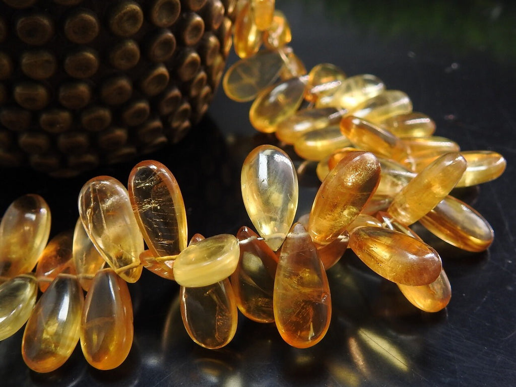 Natural Citrine Smooth Teardrop Beads 10 Piece 15x7mm Earring Pair Wholesale Gemstone Jewelry Making Supplies PME-CY3