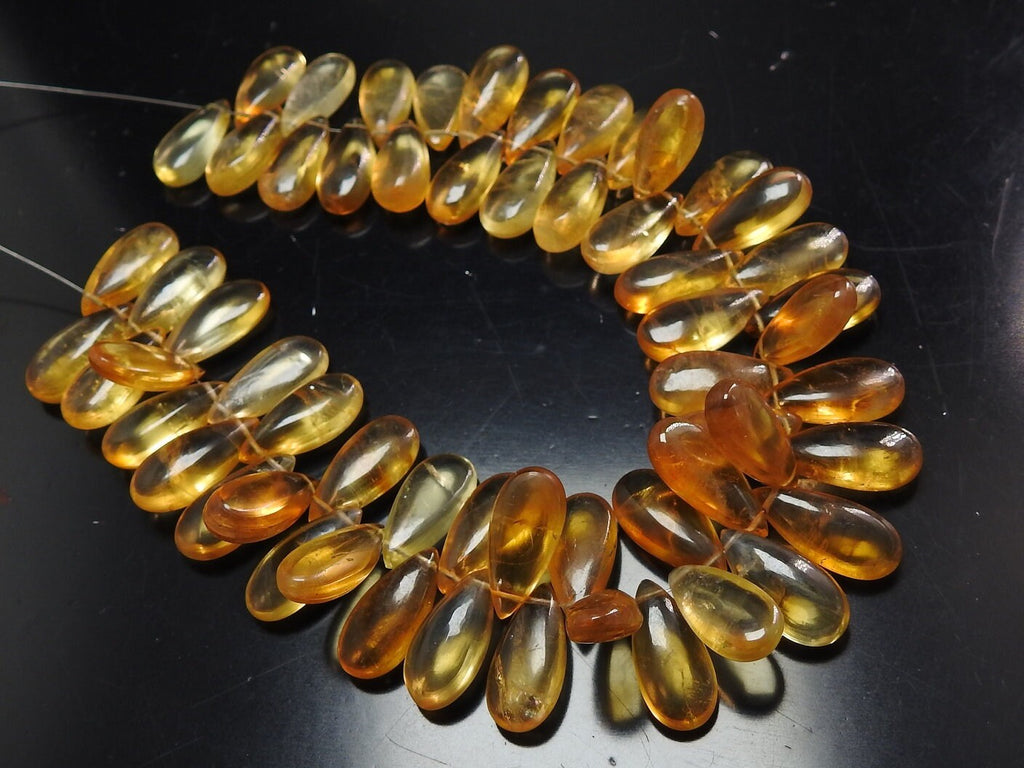 Natural Citrine Smooth Teardrop Beads 10 Piece 15x7mm Earring Pair Wholesale Gemstone Jewelry Making Supplies PME-CY3