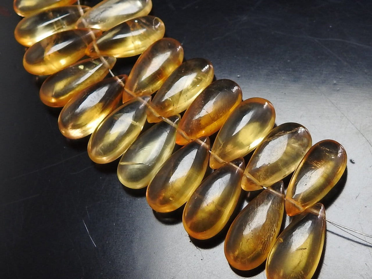 Natural Citrine Smooth Teardrop Beads 10 Piece 15x7mm Earring Pair Wholesale Gemstone Jewelry Making Supplies PME-CY3
