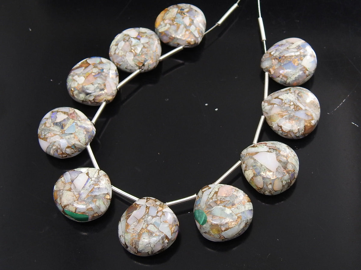 2pc Natural Copper Australian Opal Smooth Heart Shape Teardrop 14x14mm For Jewelry Making MS-CY2