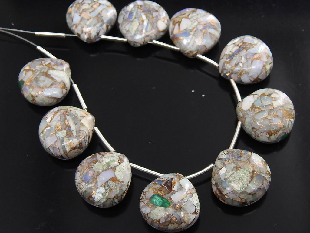 2pc Natural Copper Australian Opal Smooth Heart Shape Teardrop 14x14mm For Jewelry Making MS-CY2