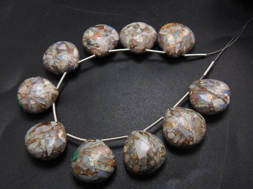 2pc Natural Copper Australian Opal Smooth Heart Shape Teardrop 14x14mm For Jewelry Making MS-CY2