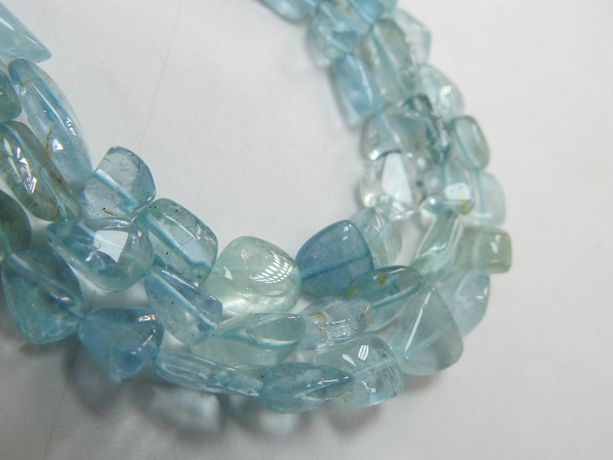 Natural Aquamarine Smooth Tumble Beads 16" Strand 6x5-10x7mm Loose Gemstone New Arrival Wholesaler Supplies for Jewelry Making PME-TU1