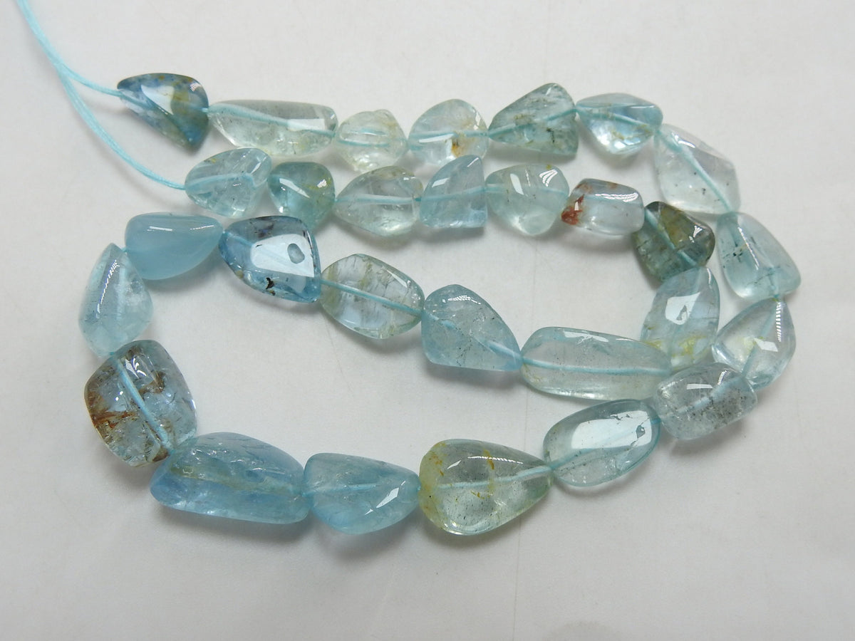 Natural Aquamarine Smooth Tumble Beads 16" Strand 6x5-10x7mm Loose Gemstone New Arrival Wholesaler Supplies for Jewelry Making PME-TU1