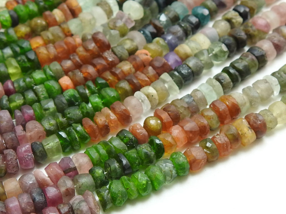 Multi Tourmaline Smooth Matte Rondelle 4-5mm Beads | Natural Gemstone 16 Inch Strand For Jewelry Making Wholesale Supply PME-B6