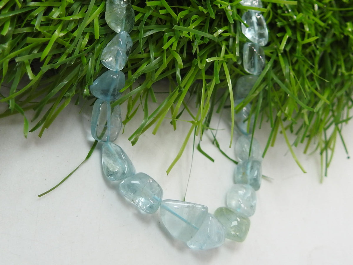 Natural Aquamarine Smooth Tumble Beads 16" Strand 6x5-10x7mm Loose Gemstone New Arrival Wholesaler Supplies for Jewelry Making PME-TU1