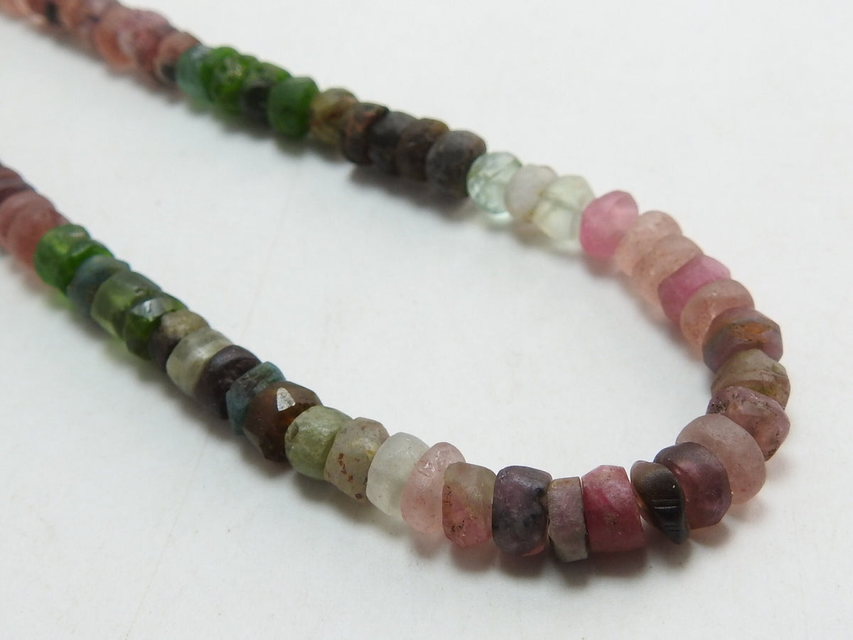Multi Tourmaline Smooth Matte Rondelle 4-5mm Beads | Natural Gemstone 16 Inch Strand For Jewelry Making Wholesale Supply PME-B6