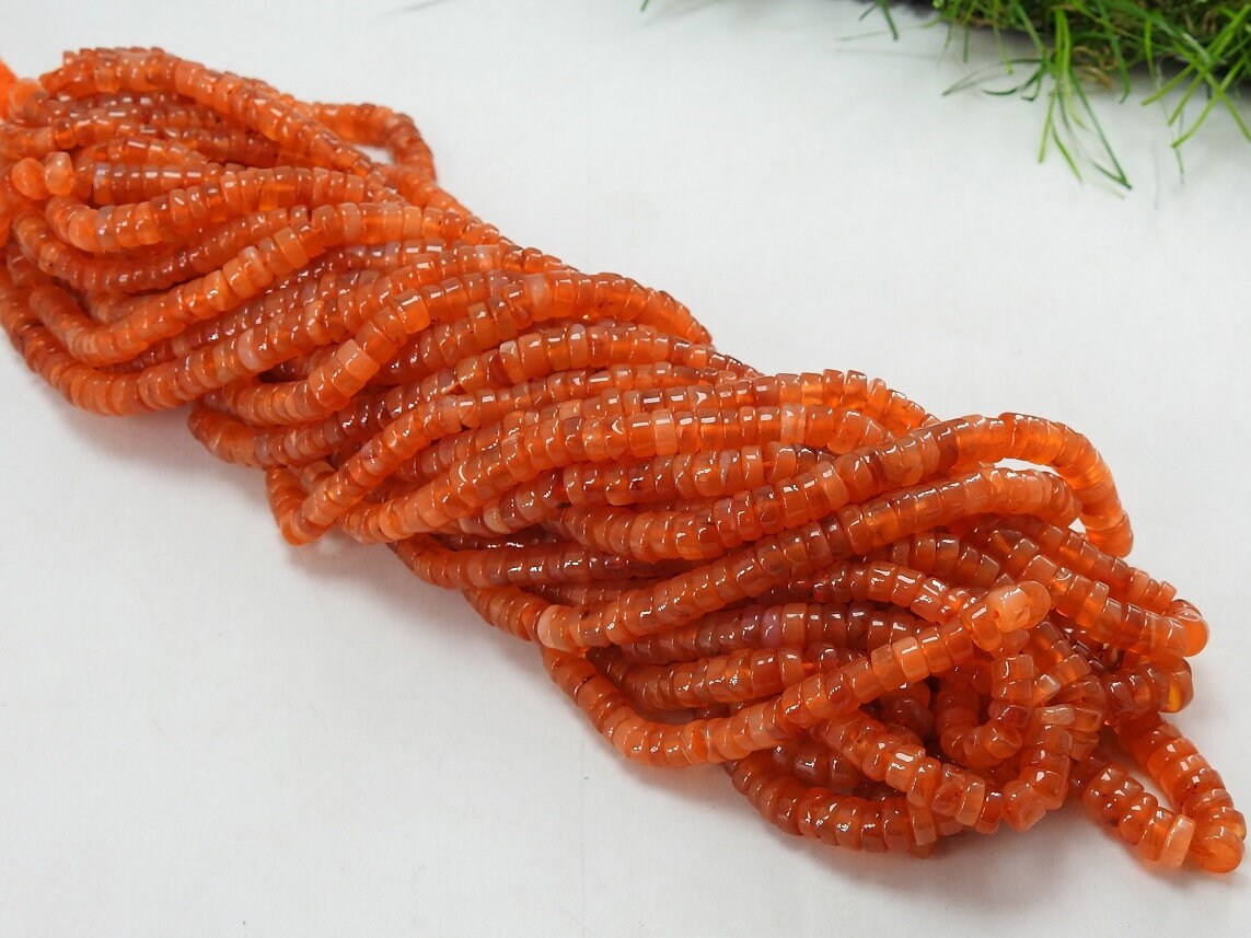 Natural Carnelian Smooth Tire Beads, Coin Wheel Shape Loose Stone, 16 Inches Strand Gemstone Bead for Jewelry Making, Craft Supply PME-T1