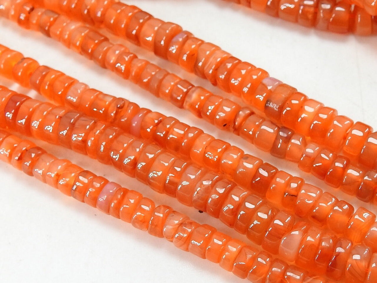 Natural Carnelian Smooth Tire Beads, Coin Wheel Shape Loose Stone, 16 Inches Strand Gemstone Bead for Jewelry Making, Craft Supply PME-T1