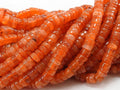 Natural Carnelian Smooth Tire Beads, Coin Wheel Shape Loose Stone, 16 Inches Strand Gemstone Bead for Jewelry Making, Craft Supply PME-T1