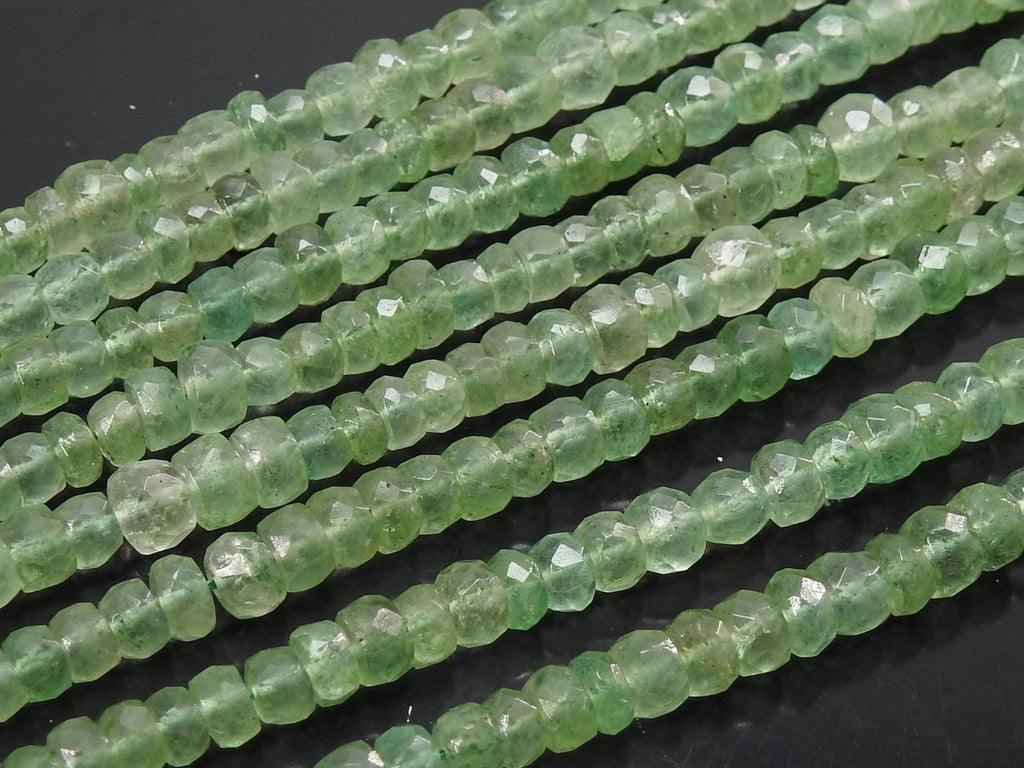 Natural Green Strawberry Quartz Faceted Rondelle Bead 16Inches Strand 4To6mm Genuine Gemstone Roundel Loose Stone Jewelry Making Supply
