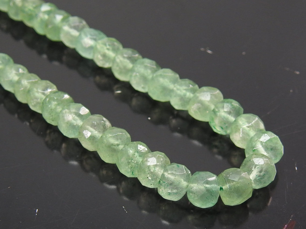 Natural Green Strawberry Quartz Faceted Rondelle Bead 16Inches Strand 4To6mm Genuine Gemstone Roundel Loose Stone Jewelry Making Supply
