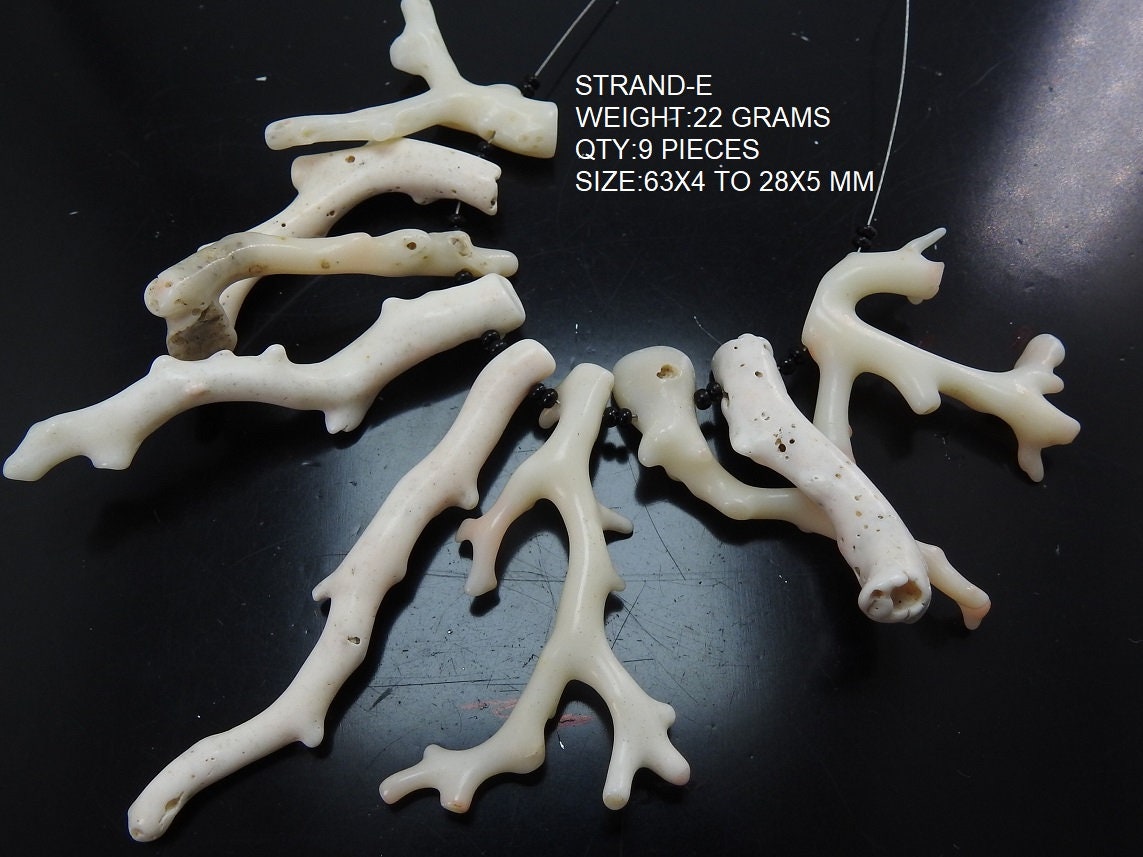Natural White Coral Sticks Polished Branch Beads Loose Gemstone Spacer Top Drilled Points for Jewelry Making Wholesale Supply