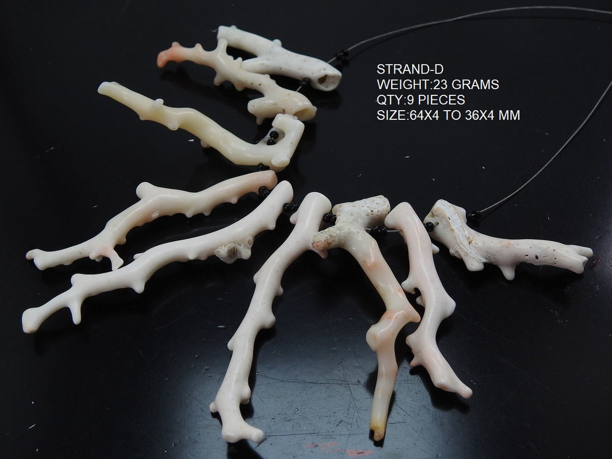 Natural White Coral Sticks Polished Branch Beads Loose Gemstone Spacer Top Drilled Points for Jewelry Making Wholesale Supply