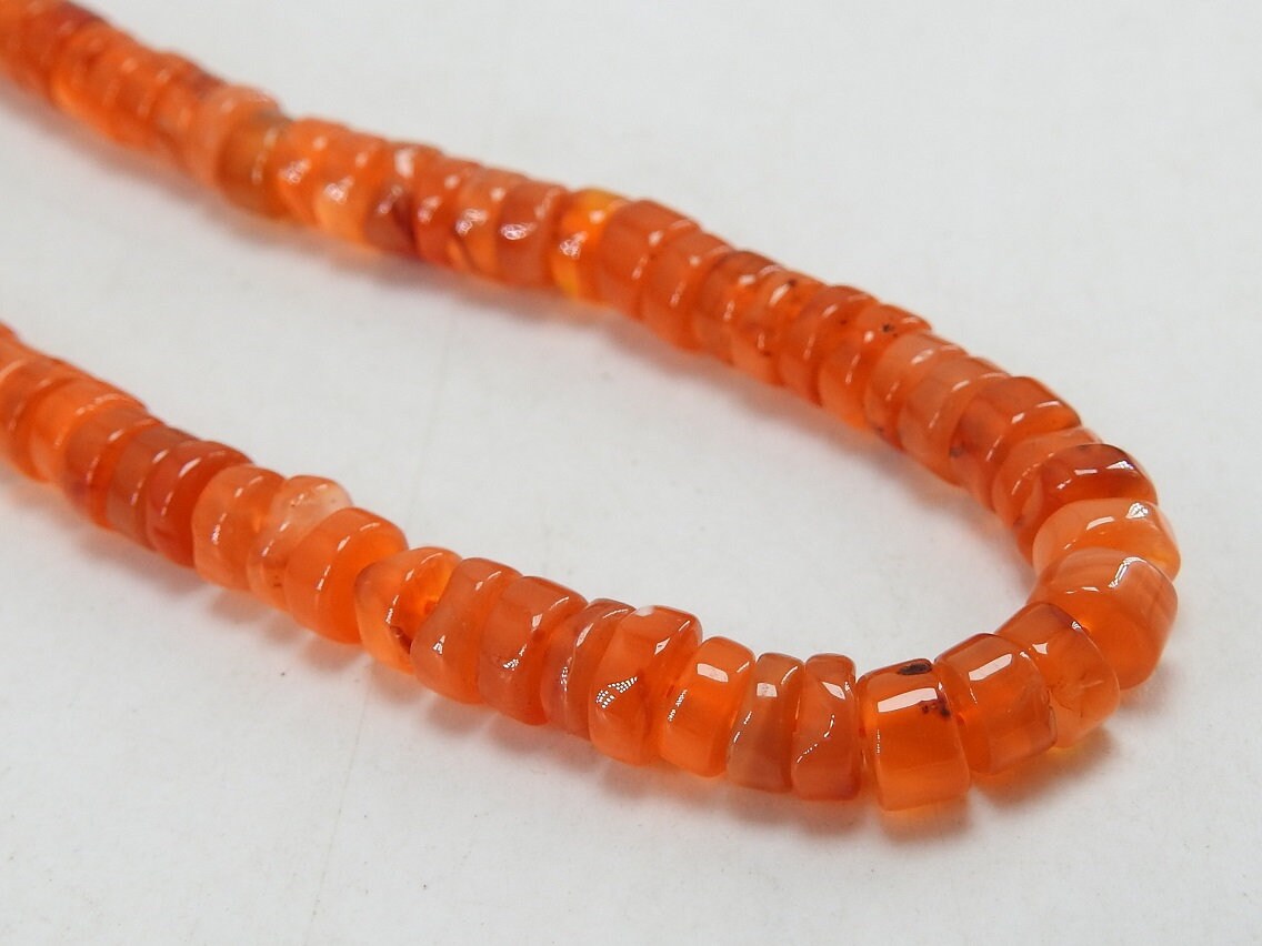 Natural Carnelian Smooth Tire Beads, Coin Wheel Shape Loose Stone, 16 Inches Strand Gemstone Bead for Jewelry Making, Craft Supply PME-T1