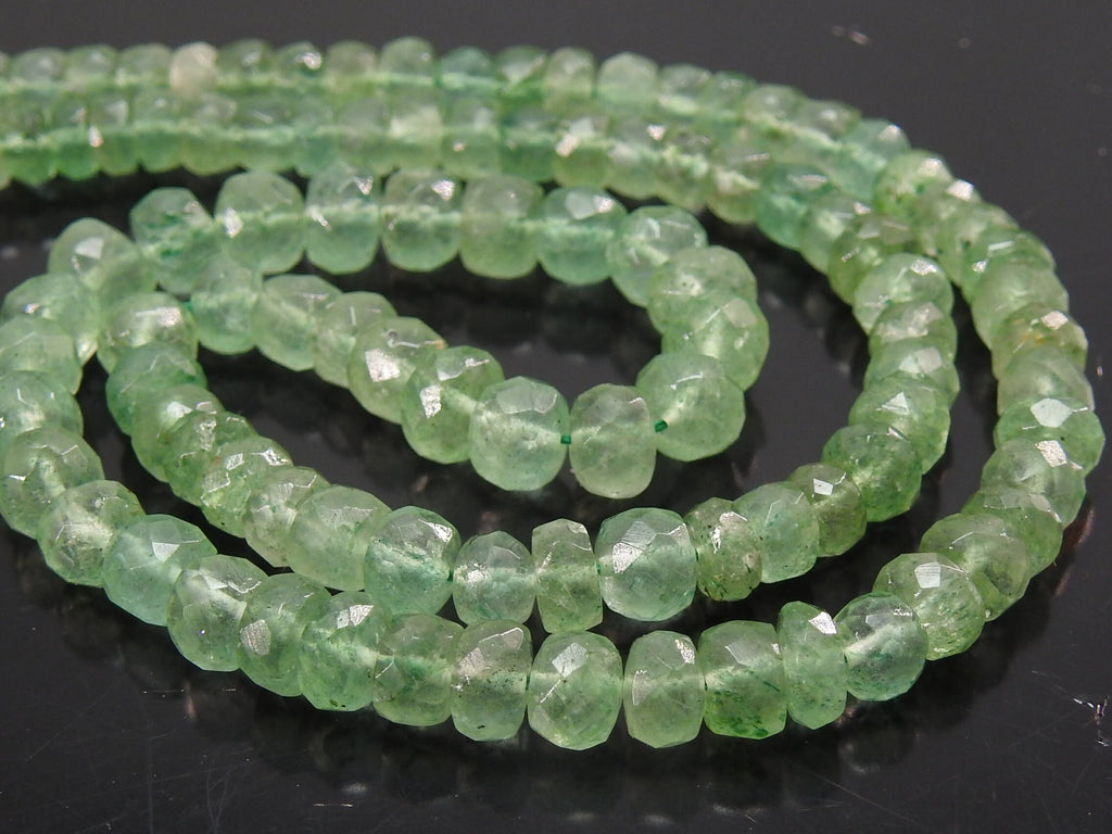 Natural Green Strawberry Quartz Faceted Rondelle Bead 16Inches Strand 4To6mm Genuine Gemstone Roundel Loose Stone Jewelry Making Supply