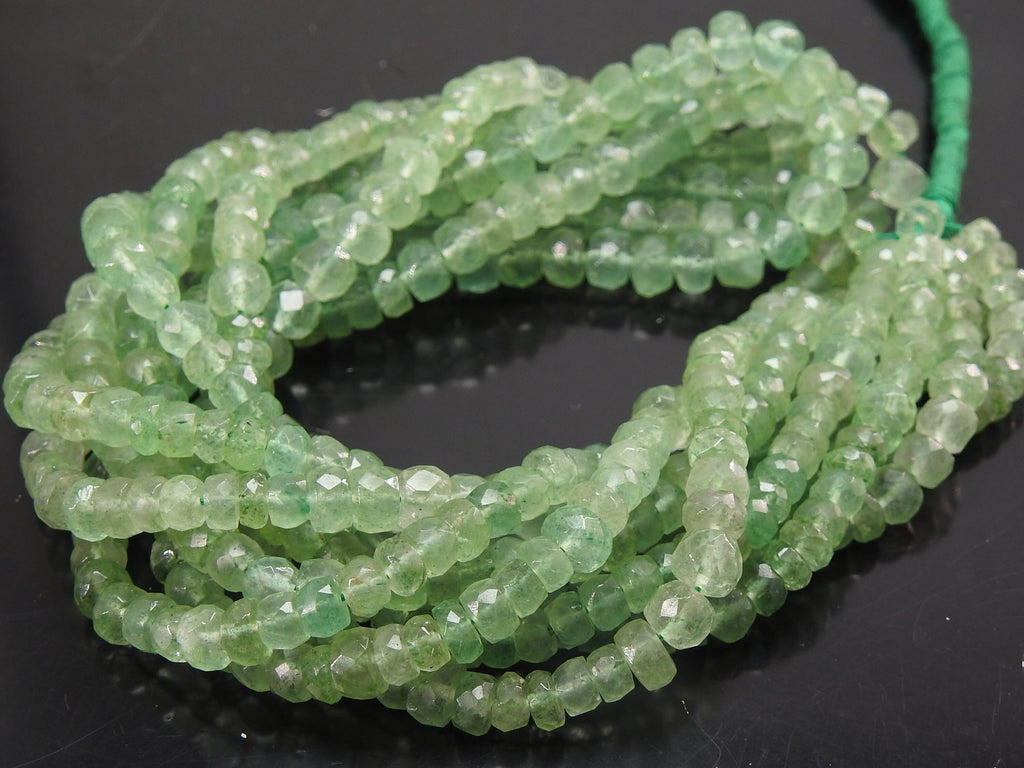 Natural Green Strawberry Quartz Faceted Rondelle Bead 16Inches Strand 4To6mm Genuine Gemstone Roundel Loose Stone Jewelry Making Supply