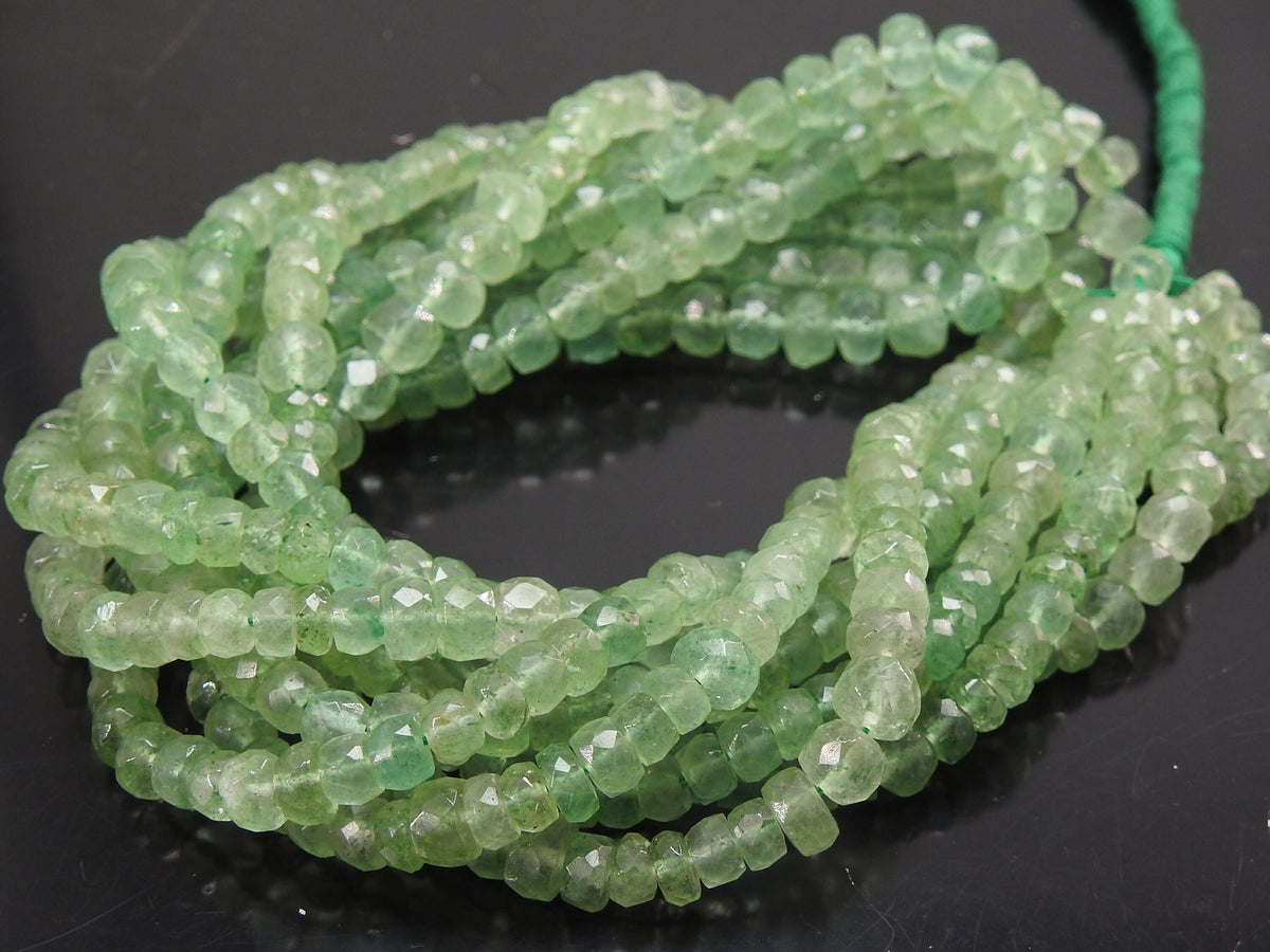 Natural Green Strawberry Quartz Faceted Rondelle Bead 16Inches Strand 4To6mm Genuine Gemstone Roundel Loose Stone Jewelry Making Supply