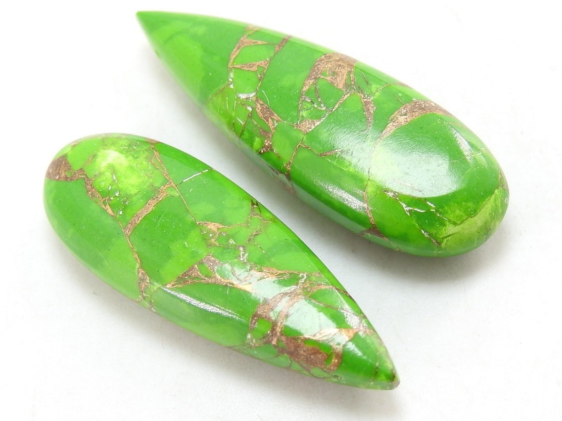 Copper Turquoise Smooth Teardrop Loose Stone 2Piece 30X10MM Earrings Pair Wholesale For DIY Jewelry Makers Gems PME-CY3