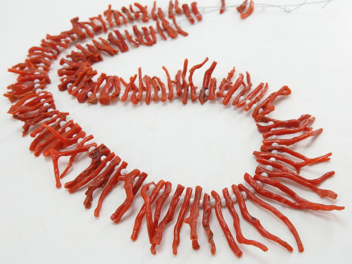 Red Coral Natural Polished Rough Stick 16Inch Strand 5X2To25X2MM Approx For Making Jewelry Loose Raw Stone Wholesaler Supplies WM-CR1