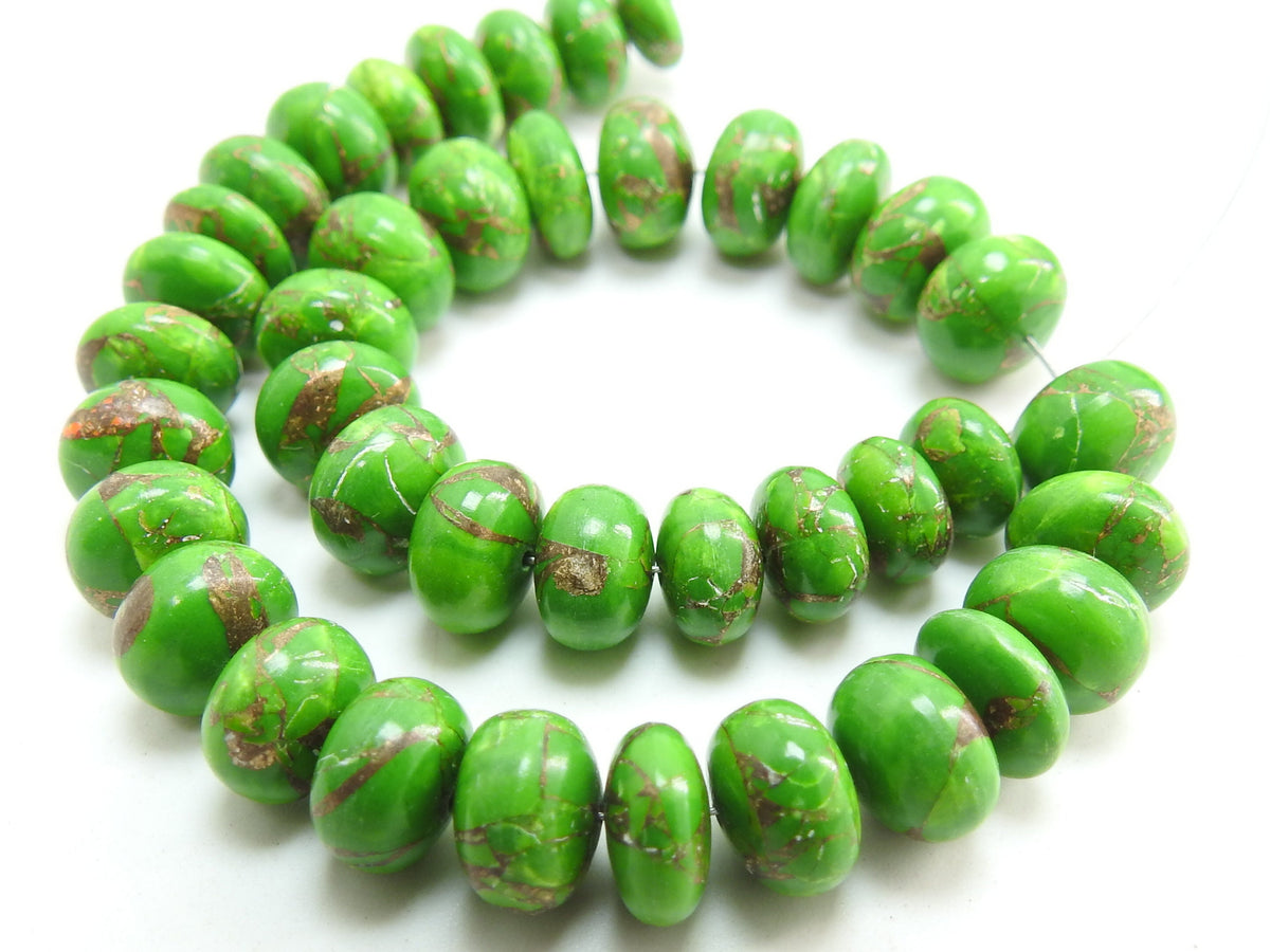Copper Turquoise Smooth Roundel Bead 9Inches Strand 8MM Wholesaler Supplies Loose Gemstone Rondelle For DIY Jewelry Making Stones
