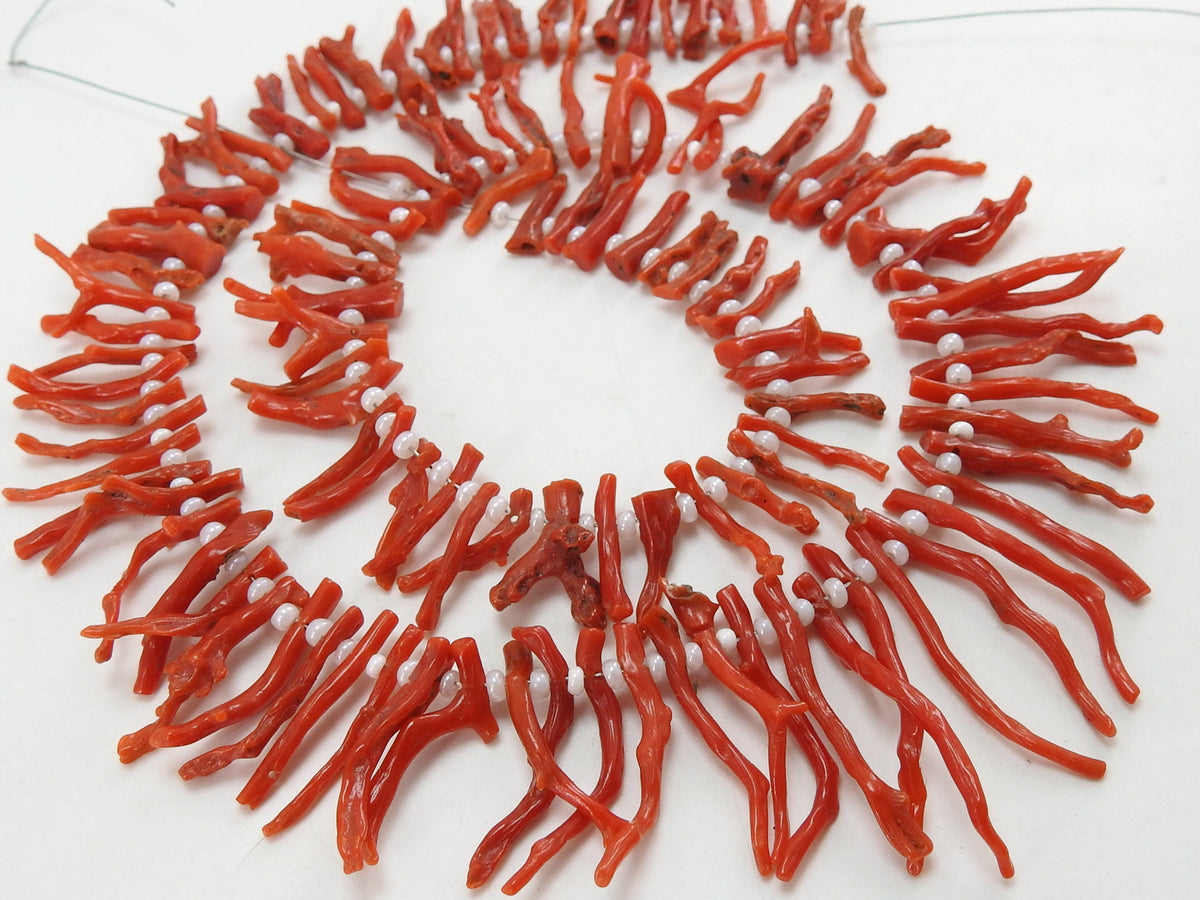 Red Coral Natural Polished Rough Stick 16Inch Strand 5X2To25X2MM Approx For Making Jewelry Loose Raw Stone Wholesaler Supplies WM-CR1