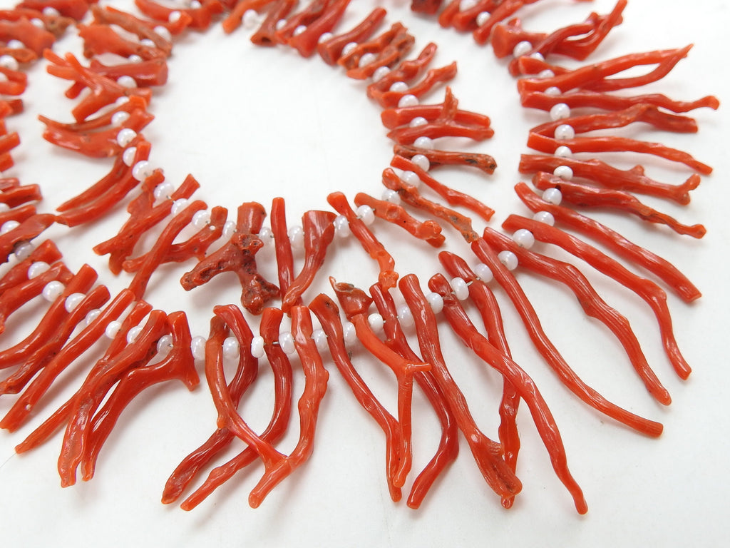 Red Coral Natural Polished Rough Stick 16Inch Strand 5X2To25X2MM Approx For Making Jewelry Loose Raw Stone Wholesaler Supplies WM-CR1