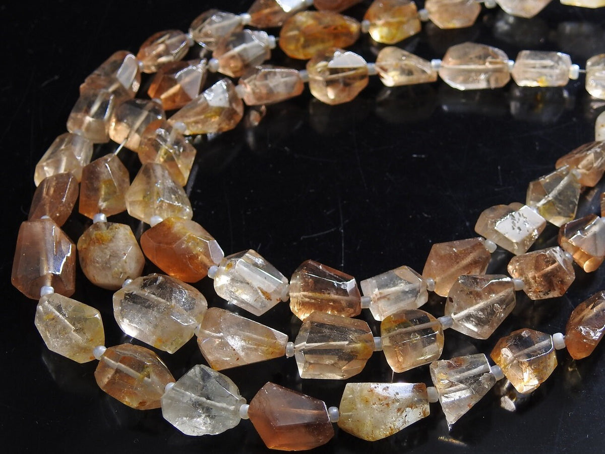 Imperial Topaz Faceted Nugget Beads, Natural Golden Yellow Tumble 10 Inch Strand 8x7mm-15x13mm, Loose Precious Stone for DIY Jewelry Making