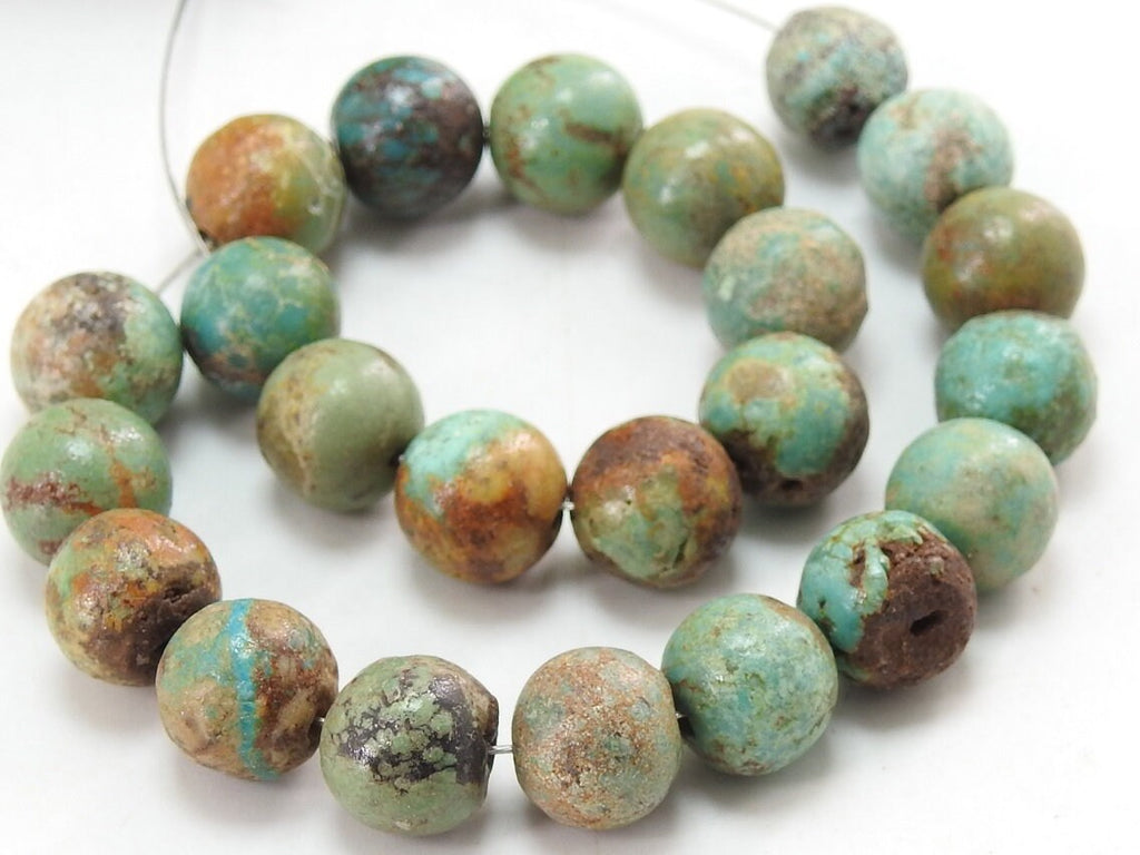 Natural Arizona Turquoise Matte Beads Smooth Polished Round Sphere 8 Inch Strand for Jewelry Making Genuine Blue Gemstone Supplies