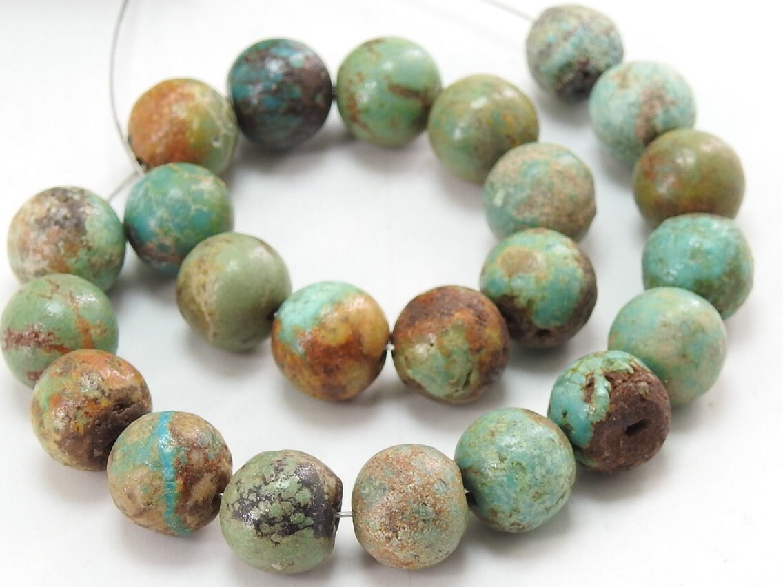 Natural Arizona Turquoise Matte Beads Smooth Polished Round Sphere 8 Inch Strand for Jewelry Making Genuine Blue Gemstone Supplies