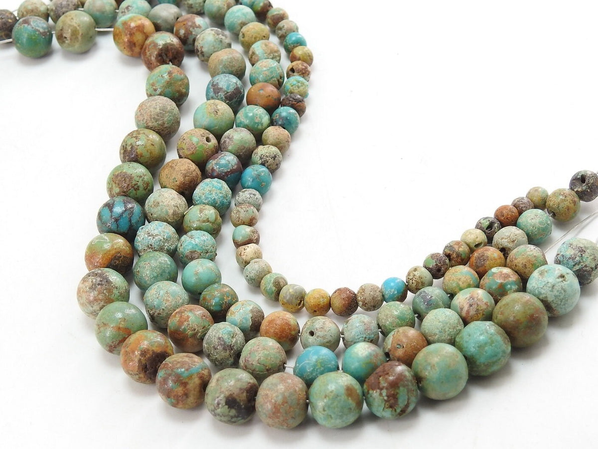 Natural Arizona Turquoise Matte Beads Smooth Polished Round Sphere 8 Inch Strand for Jewelry Making Genuine Blue Gemstone Supplies