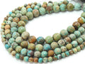 Natural Arizona Turquoise Matte Beads Smooth Polished Round Sphere 8 Inch Strand for Jewelry Making Genuine Blue Gemstone Supplies
