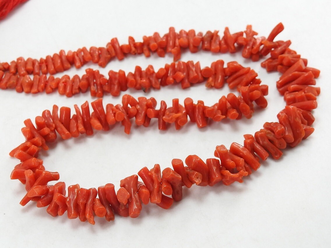 Natural Red Coral Polished Rough Stick-16Inches 5X2To10X2MM Approx-Wholesaler Supplies-New Arrival BK-CR1