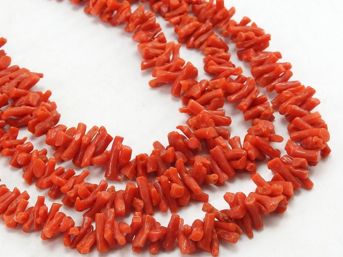 Natural Red Coral Polished Rough Stick-16Inches 5X2To10X2MM Approx-Wholesaler Supplies-New Arrival BK-CR1
