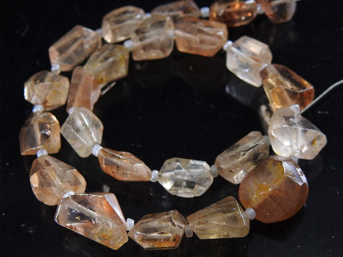 Imperial Topaz Faceted Nugget Beads, Natural Golden Yellow Tumble 10 Inch Strand 8x7mm-15x13mm, Loose Precious Stone for DIY Jewelry Making