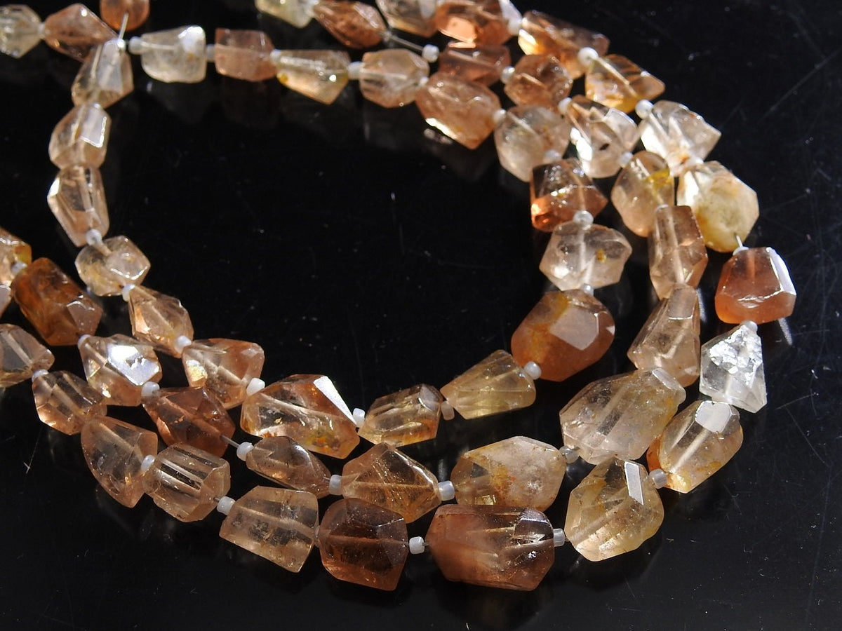 Imperial Topaz Faceted Nugget Beads, Natural Golden Yellow Tumble 10 Inch Strand 8x7mm-15x13mm, Loose Precious Stone for DIY Jewelry Making
