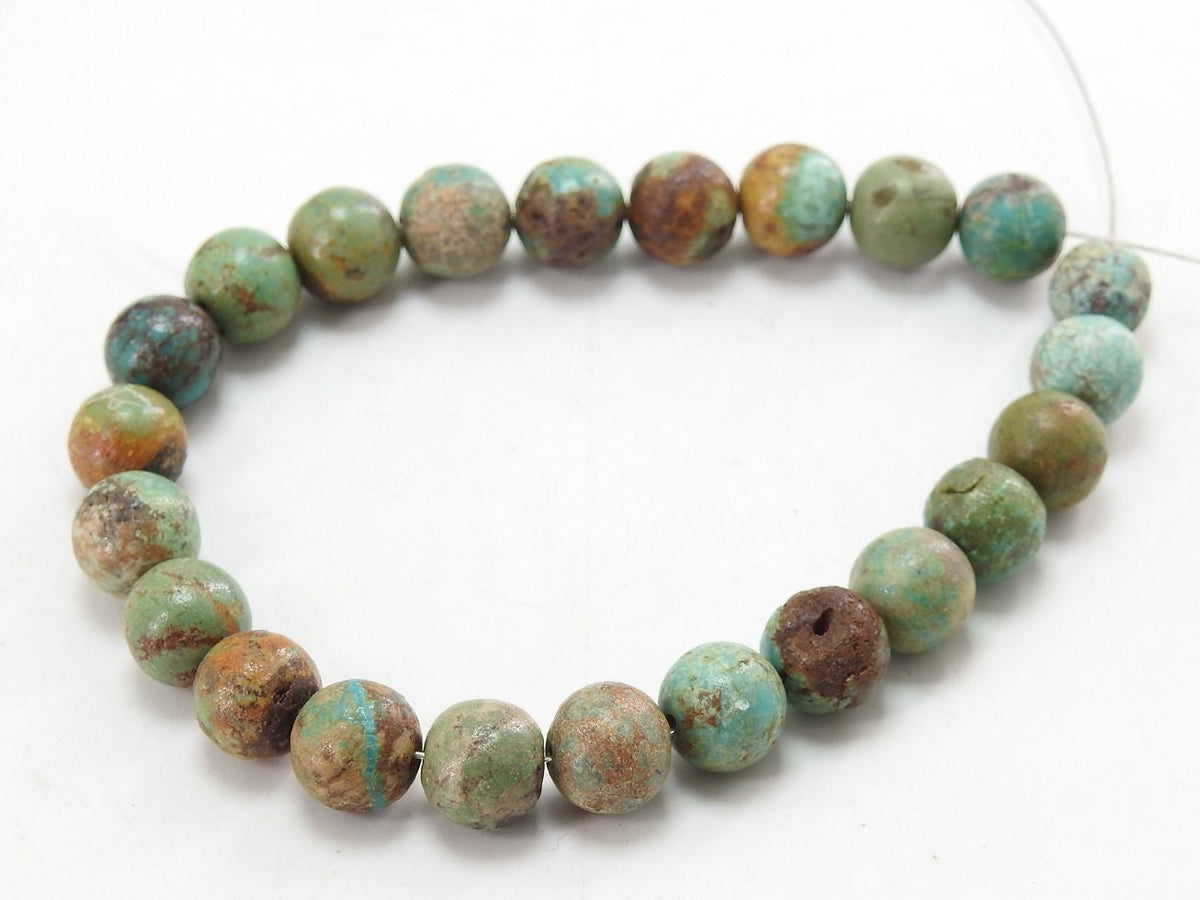 Natural Arizona Turquoise Matte Beads Smooth Polished Round Sphere 8 Inch Strand for Jewelry Making Genuine Blue Gemstone Supplies